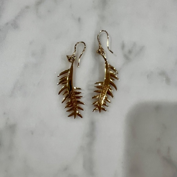 Eddie Borgo Frond Drop Earrings Gold Color - Picture 2 of 6